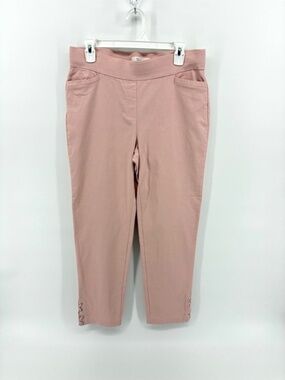 89th & Madison Pink Casual Pants Criss Cross Ankle Details Lightweight Stretch